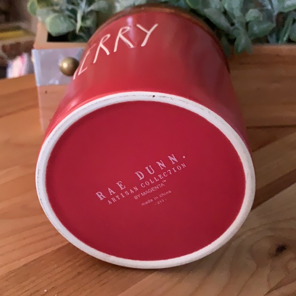 RAE DUNN “MERRY” RED CERAMIC LIDDED CANISTER - Picture 7 of 7